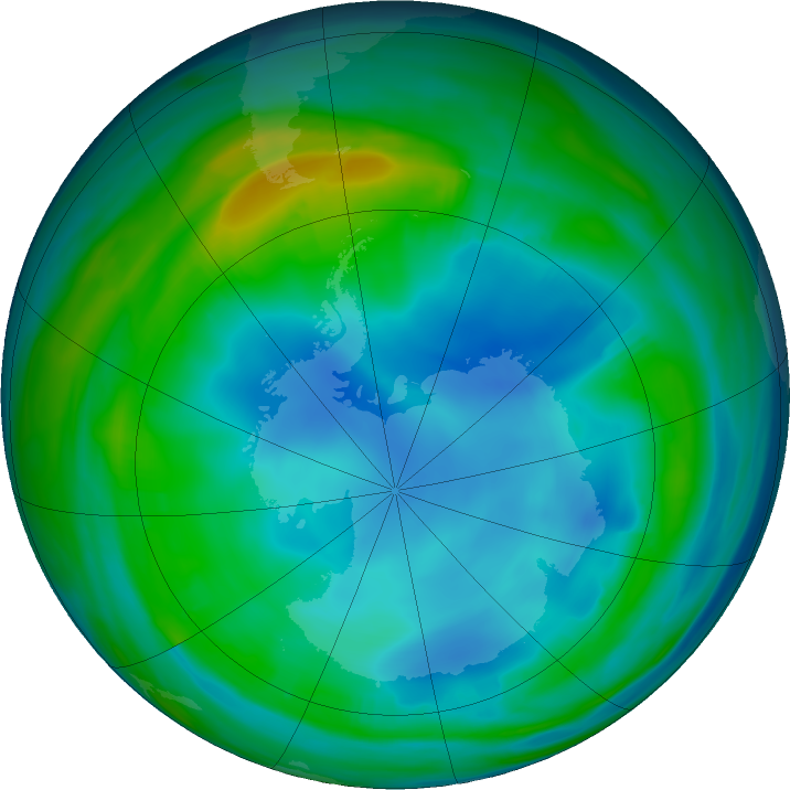 Antarctic ozone map for 20 July 2022